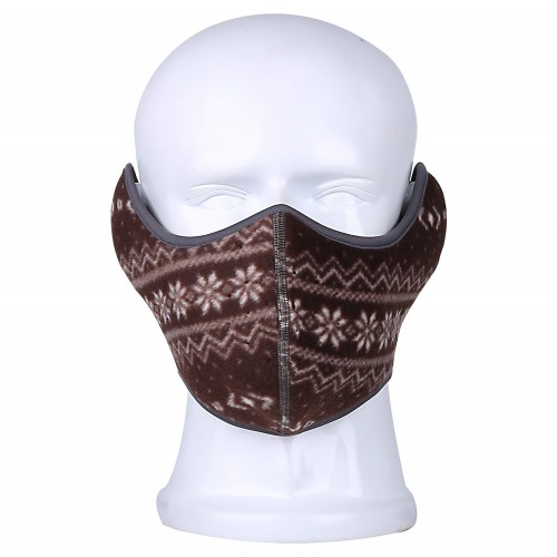 Fleece Half Face Mask Pattern Brown